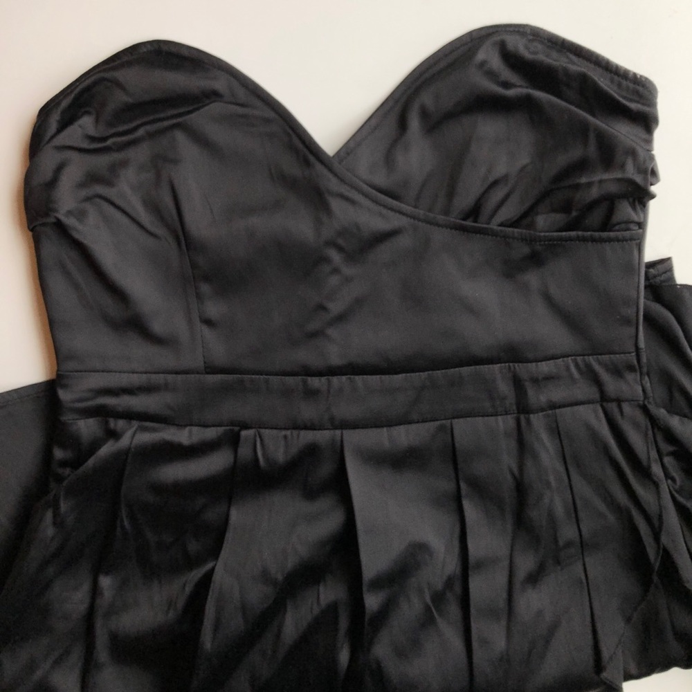 Strapless black mini dress